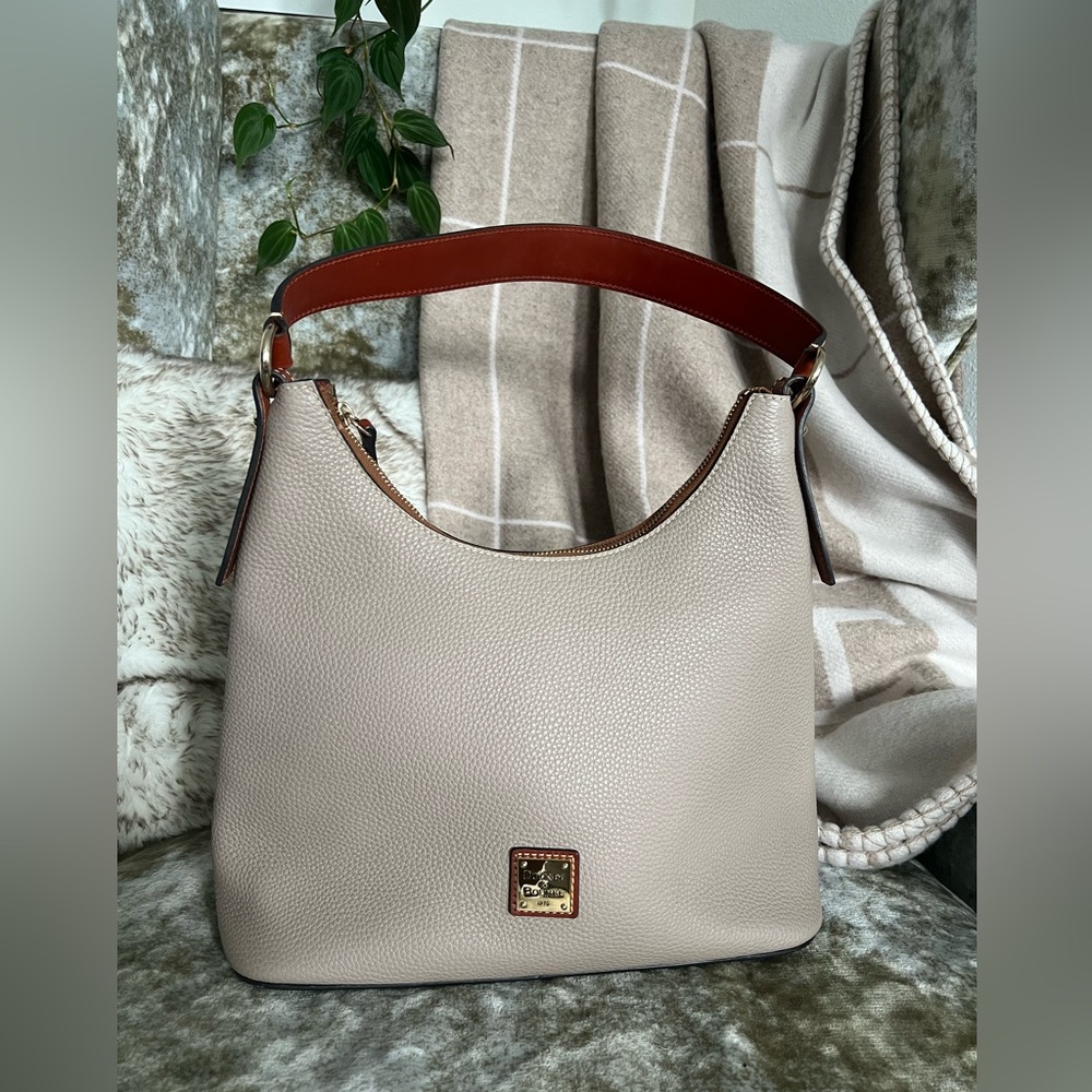 Dooney & Bourke Pebble Leather Hobo Bag - Taupe and Brown